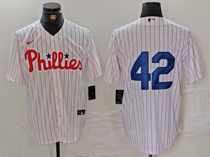 Men Philadelphia Phillies #42 No Name White stripe Game 2024 Nike MLB Jersey style 1->san diego padres->MLB Jersey